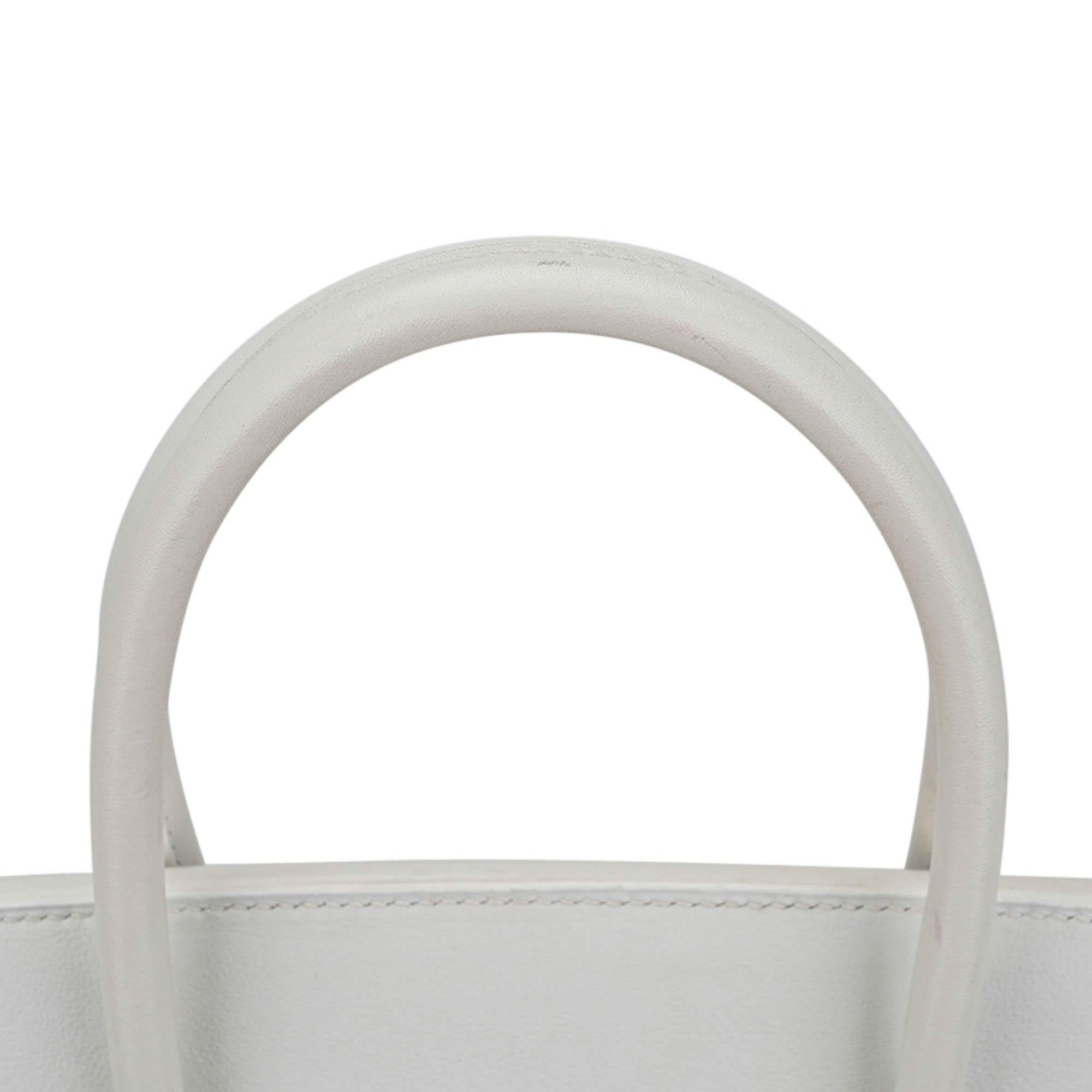Hermes Birkin 35 White Toile Bag Swift Leather Palladium  For Sale 12