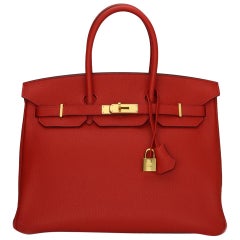 Hermès Birkin 35cm Bag Geranium Togo Leather with Gold Hardware Stamp P 2012