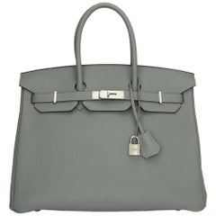 Hermès Birkin 35cm Bag Gris Mouette/Bleu Agate Togo w/Palladium Hardware 2016