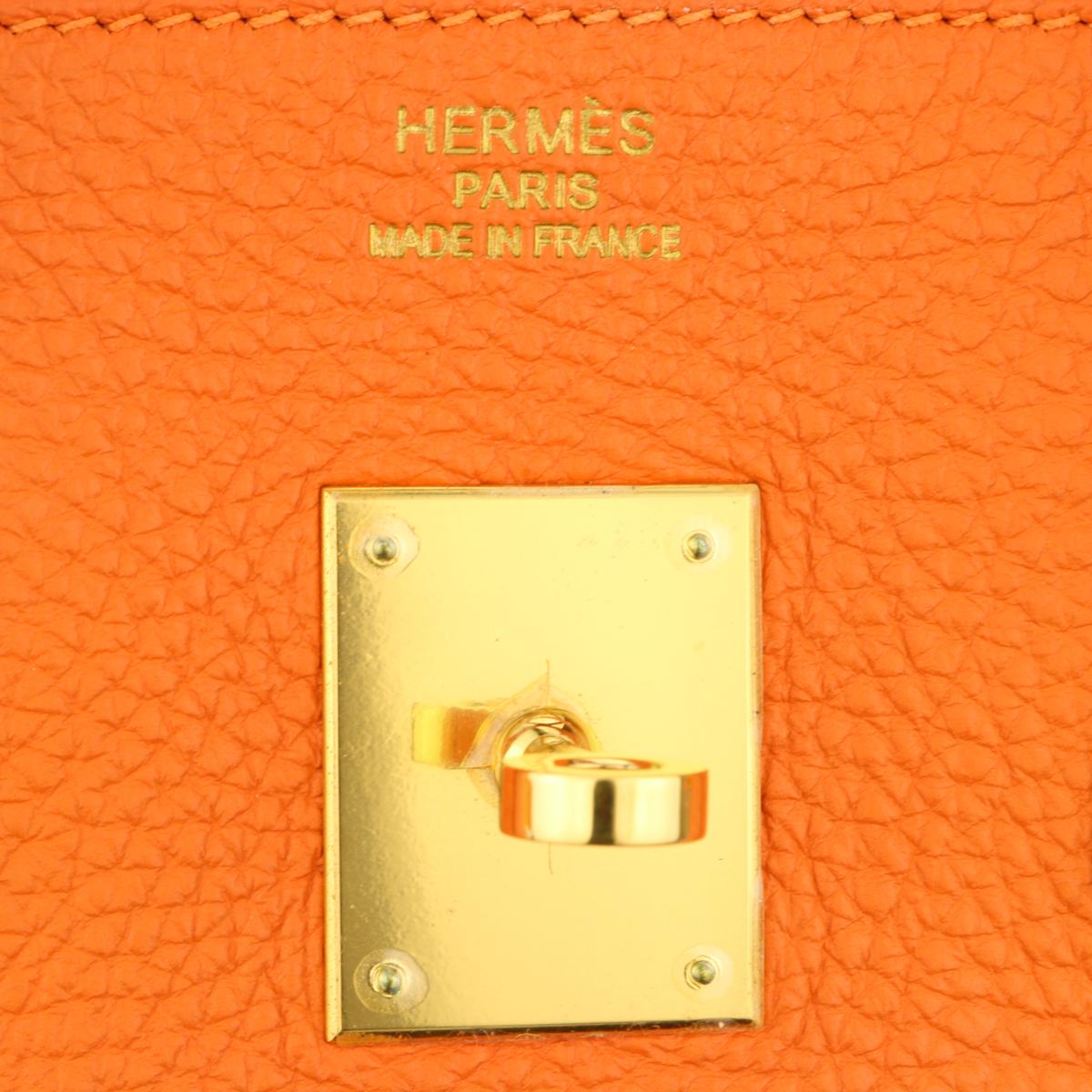 Hermès Birkin 35cm Bag Orange Togo Leather Gold Hardware Stamp N Year 2010 7