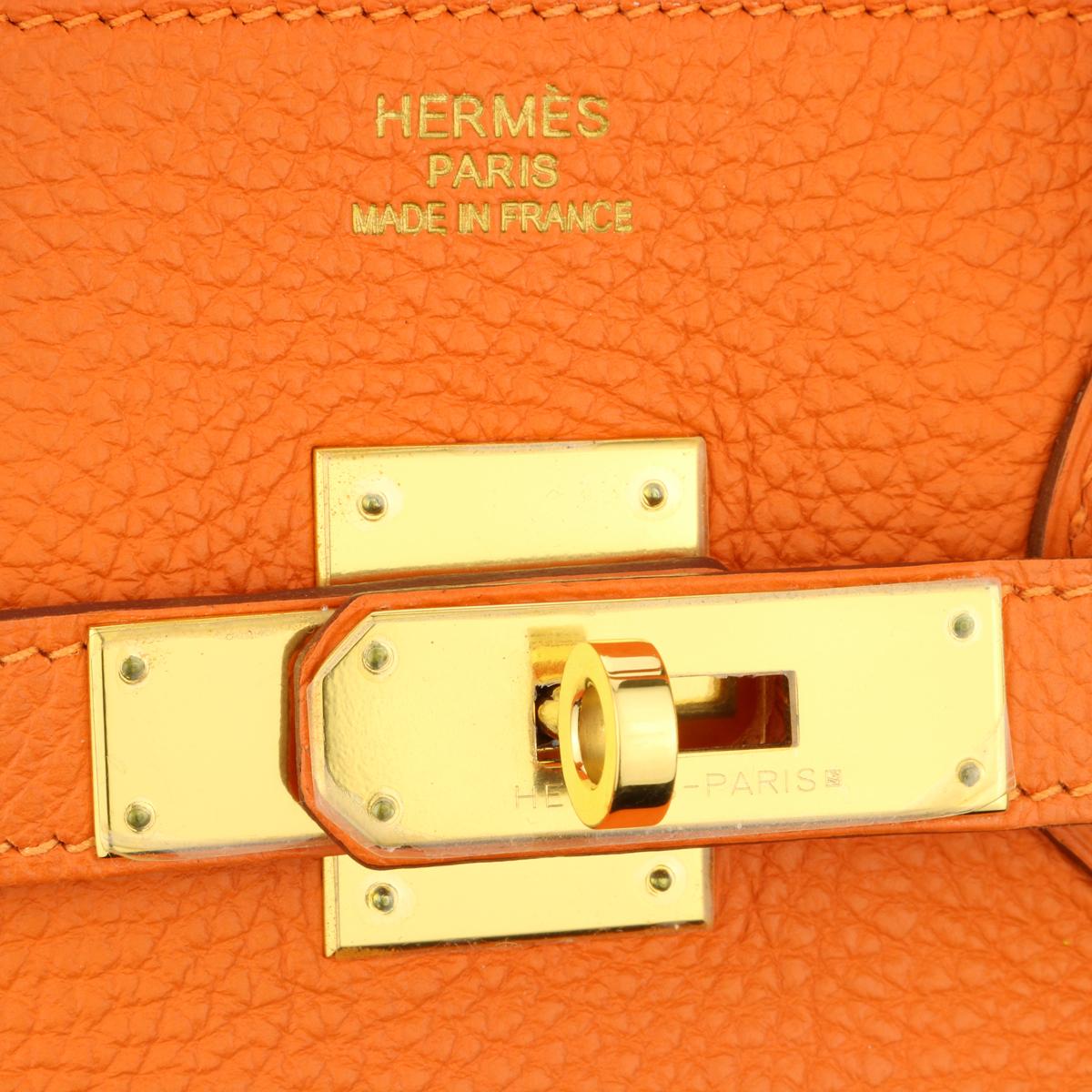Hermès Birkin 35cm Bag Orange Togo Leather Gold Hardware Stamp N Year 2010 8