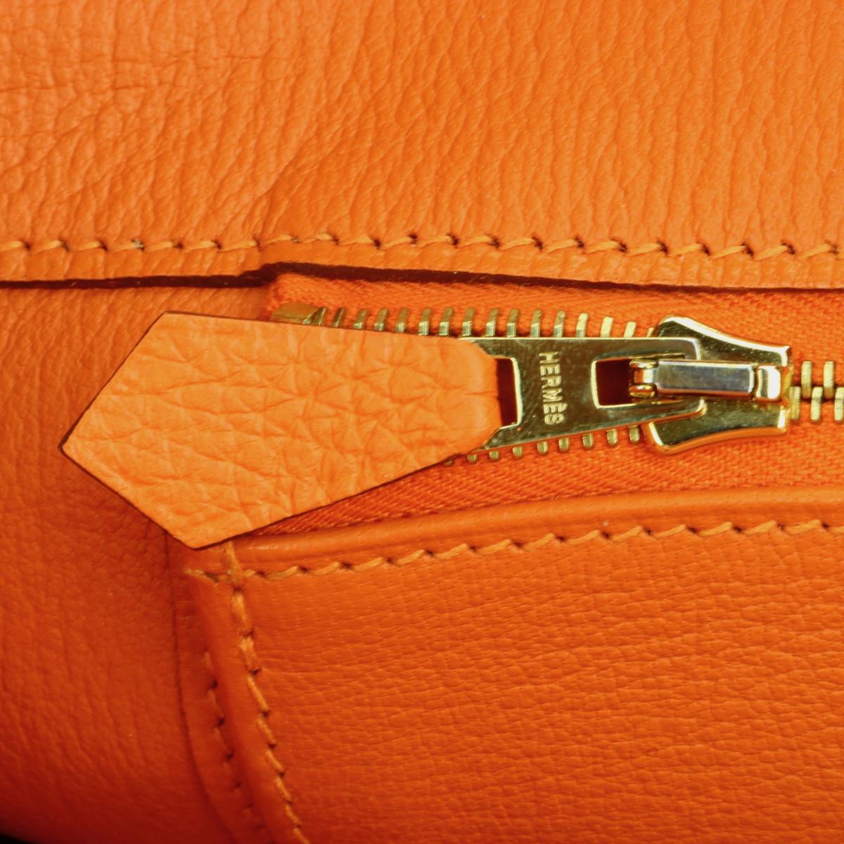 Hermès Birkin 35cm Bag Orange Togo Leather Gold Hardware Stamp N Year 2010 12