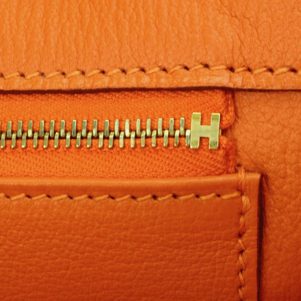 Hermès Birkin 35cm Bag Orange Togo Leather Gold Hardware Stamp N Year 2010 13