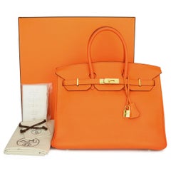 Hermès Birkin 35cm Bag Orange Togo Leather Gold Hardware Stamp N Year 2010