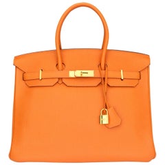 Hermès Birkin 35cm Bag Orange Togo Leather Gold Hardware Stamp N Year 2010