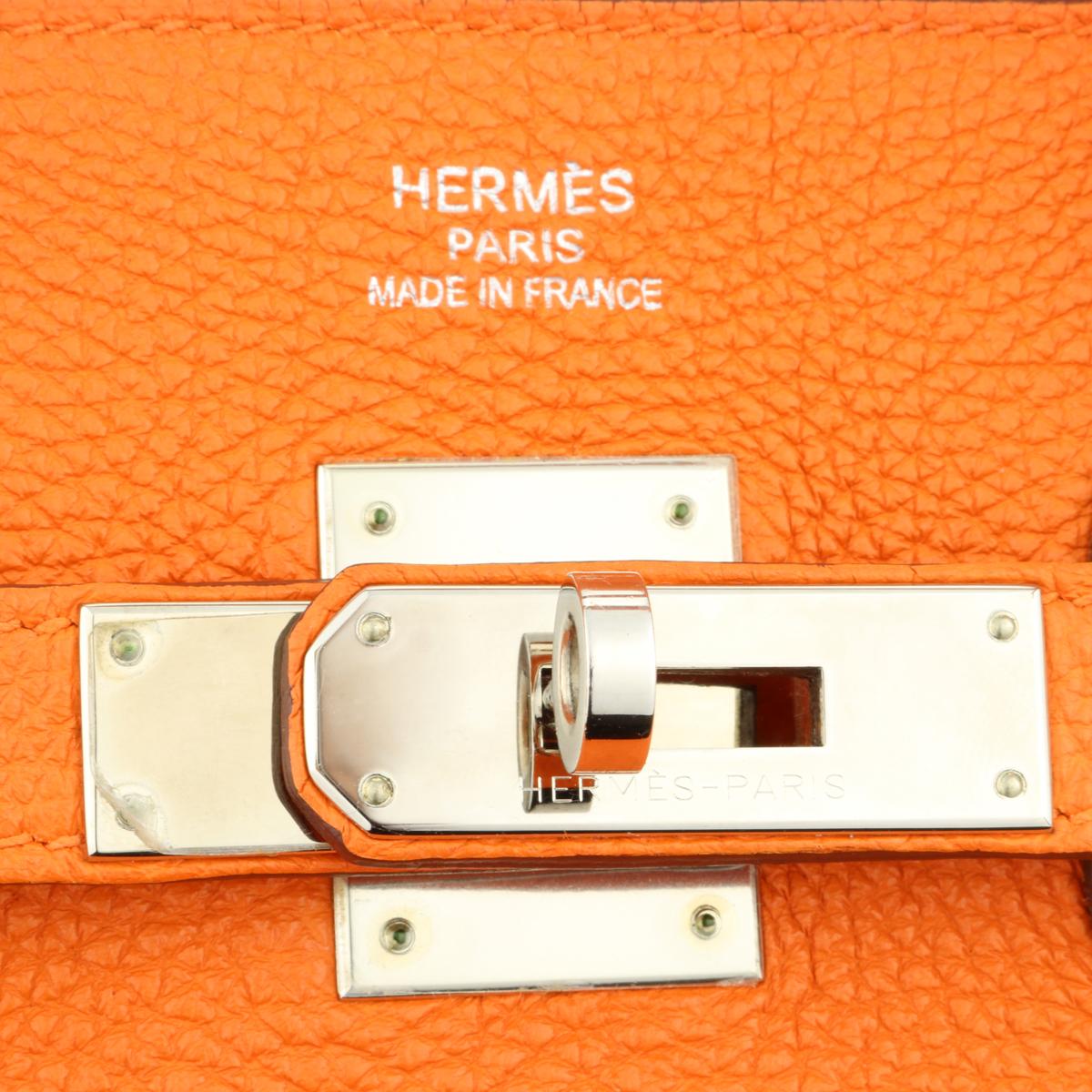 Hermès Birkin 35cm Bag Orange Togo Leather Palladium Hardware Stamp N Year 2010 7