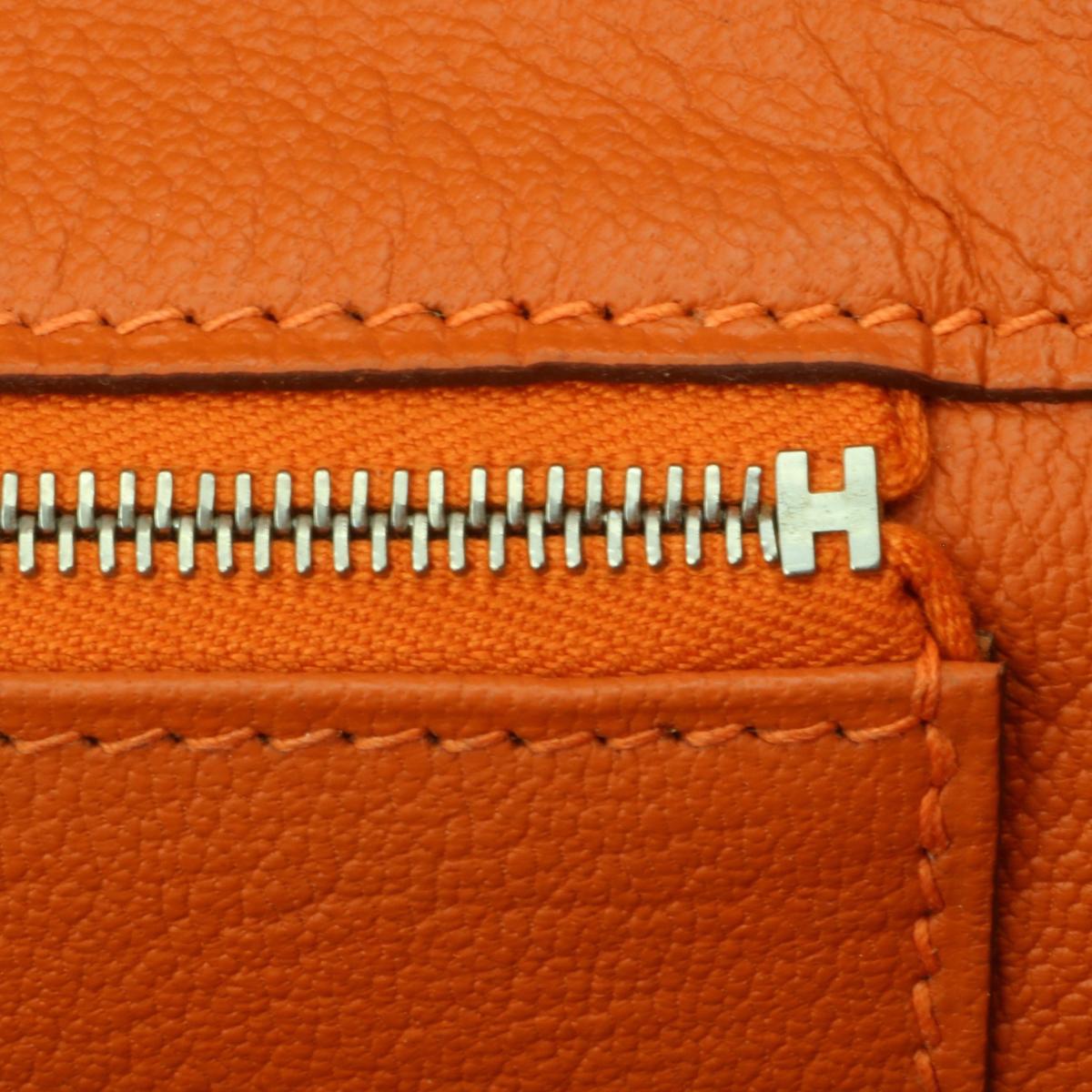 Hermès Birkin 35cm Bag Orange Togo Leather Palladium Hardware Stamp N Year 2010 12