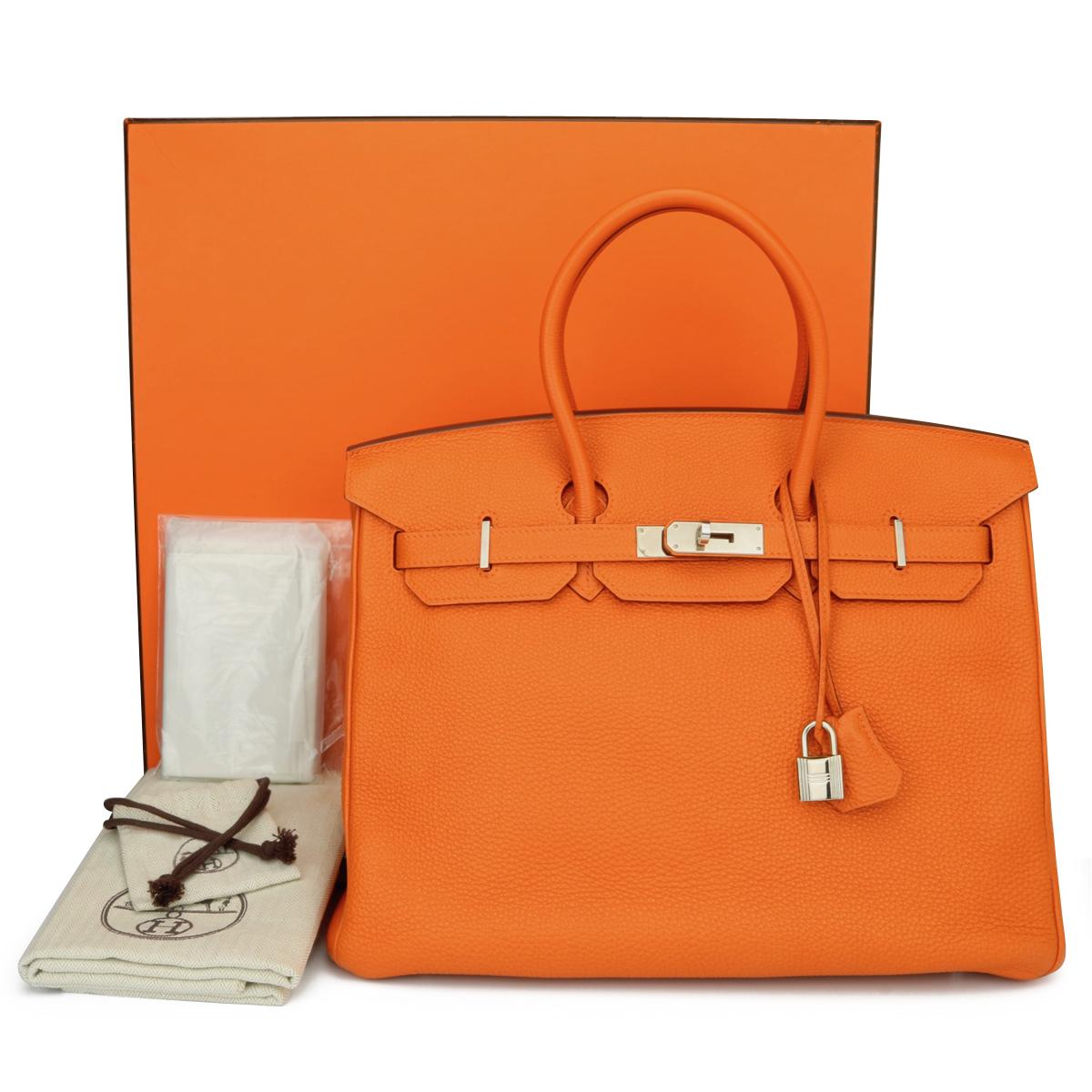Hermès Birkin 35cm Bag Orange Togo Leather Palladium Hardware Stamp N Year 2010 14