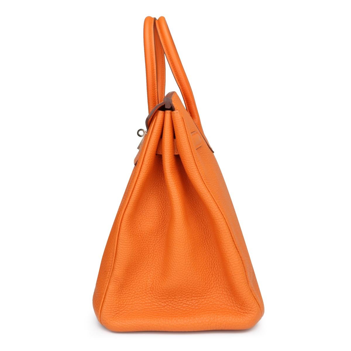 Women's or Men's Hermès Birkin 35cm Bag Orange Togo Leather Palladium Hardware Stamp N Year 2010