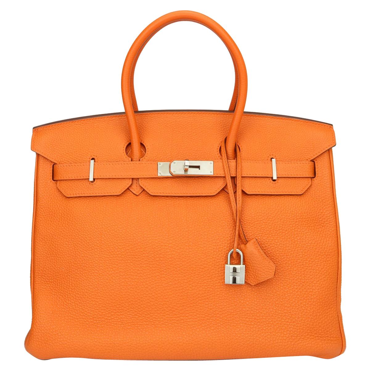 Hermès Birkin 35cm Bag Orange Togo Leather Palladium Hardware Stamp N Year 2010