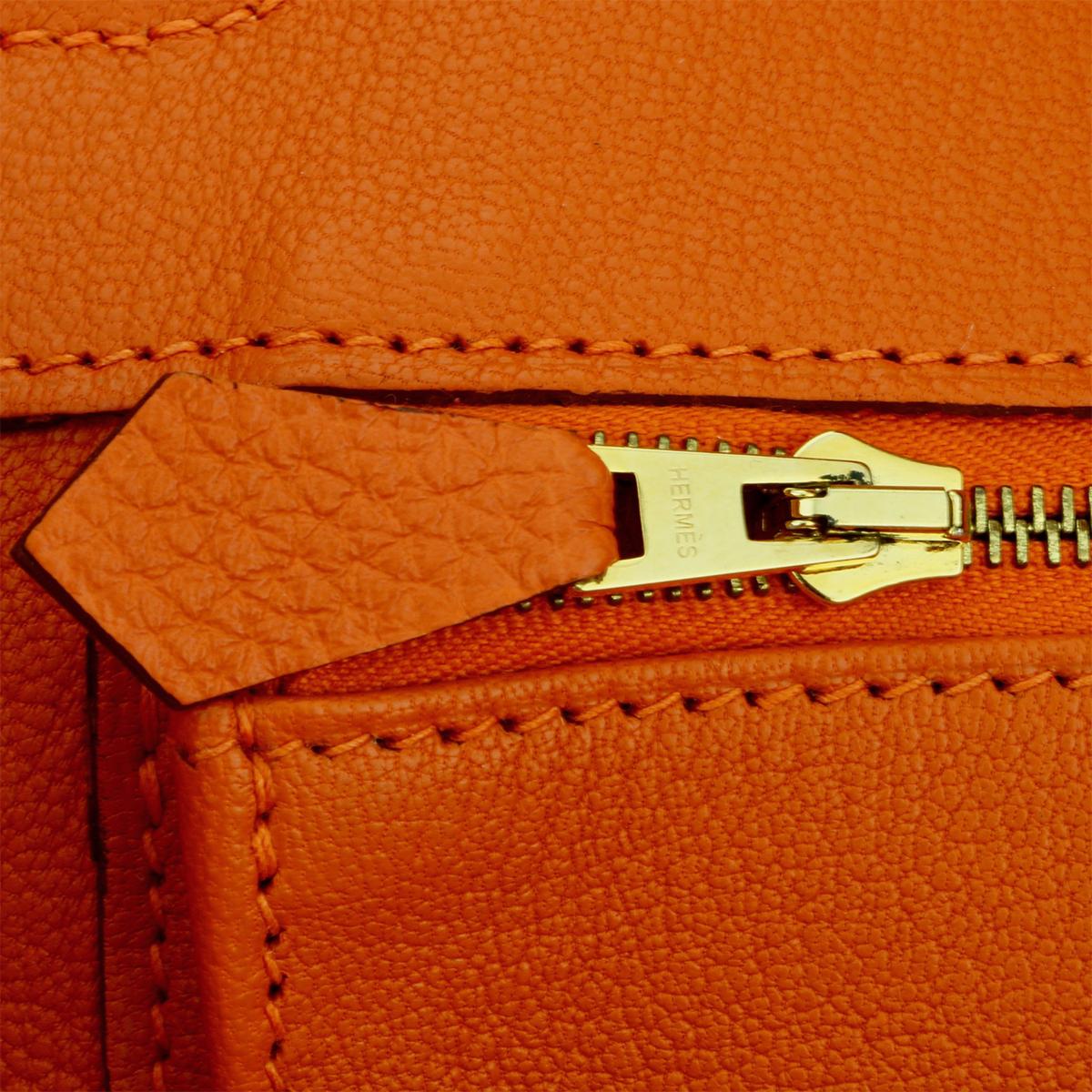 Hermès Birkin 35cm Bag Orange Togo Leather with Gold Hardware Stamp R Year 2014 11