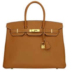 Hermès Birkin 35cm Bag Toffee Epsom Leather with Gold Hardware Stamp A 2017
