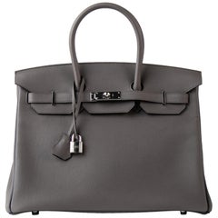 Hermès HSS Birkin 30 Tri-Color Etain, Gris and Etoupe Clemence Bag For Sale  at 1stDibs