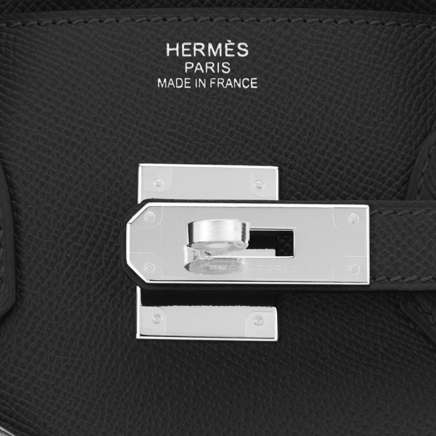 Hermes Birkin 35cm Black Epsom Bag Palladium Hardware NEW 7