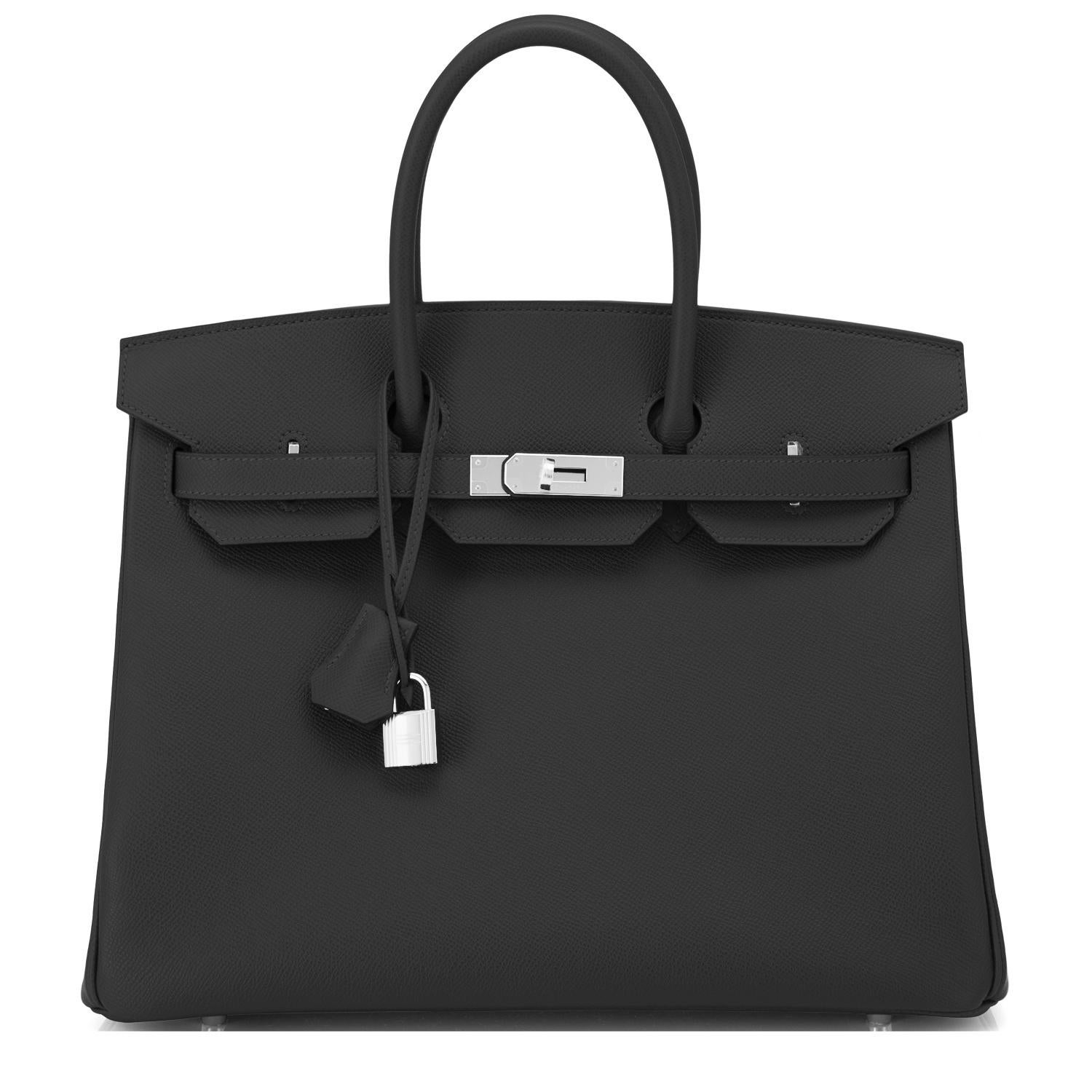 Women's or Men's Hermes Birkin 35cm Black Epsom Bag Palladium Hardware NEW