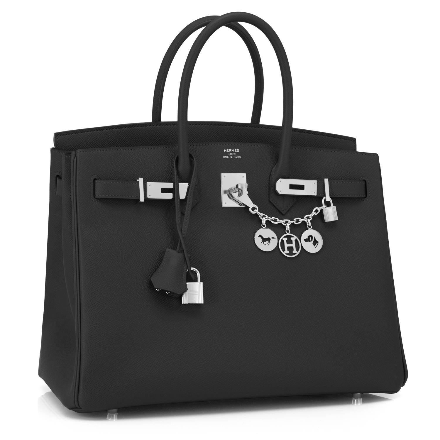 Hermes Birkin 35cm Black Epsom Bag Palladium Hardware NEW 1