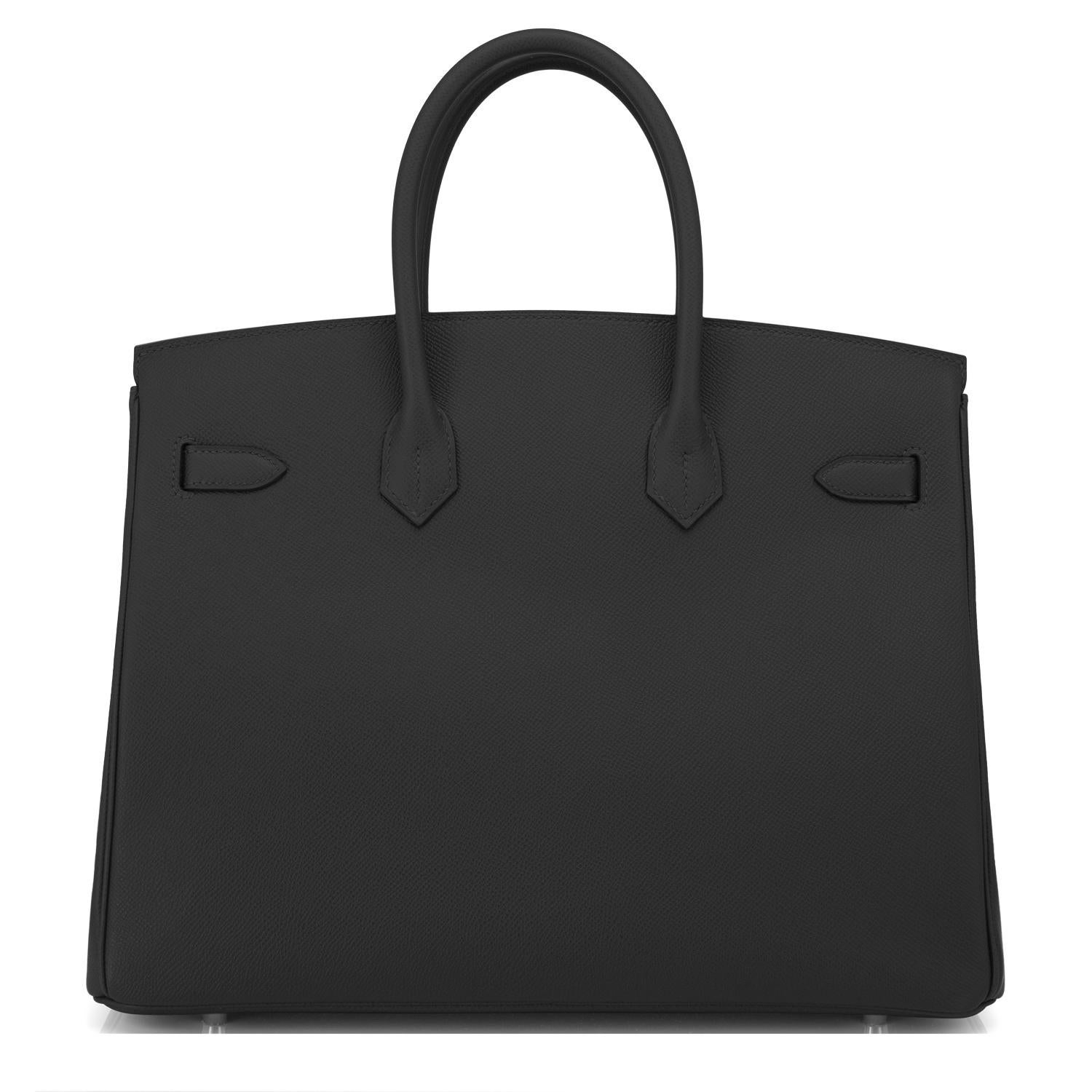 Hermes Birkin 35cm Black Epsom Bag Palladium Hardware NEW 2