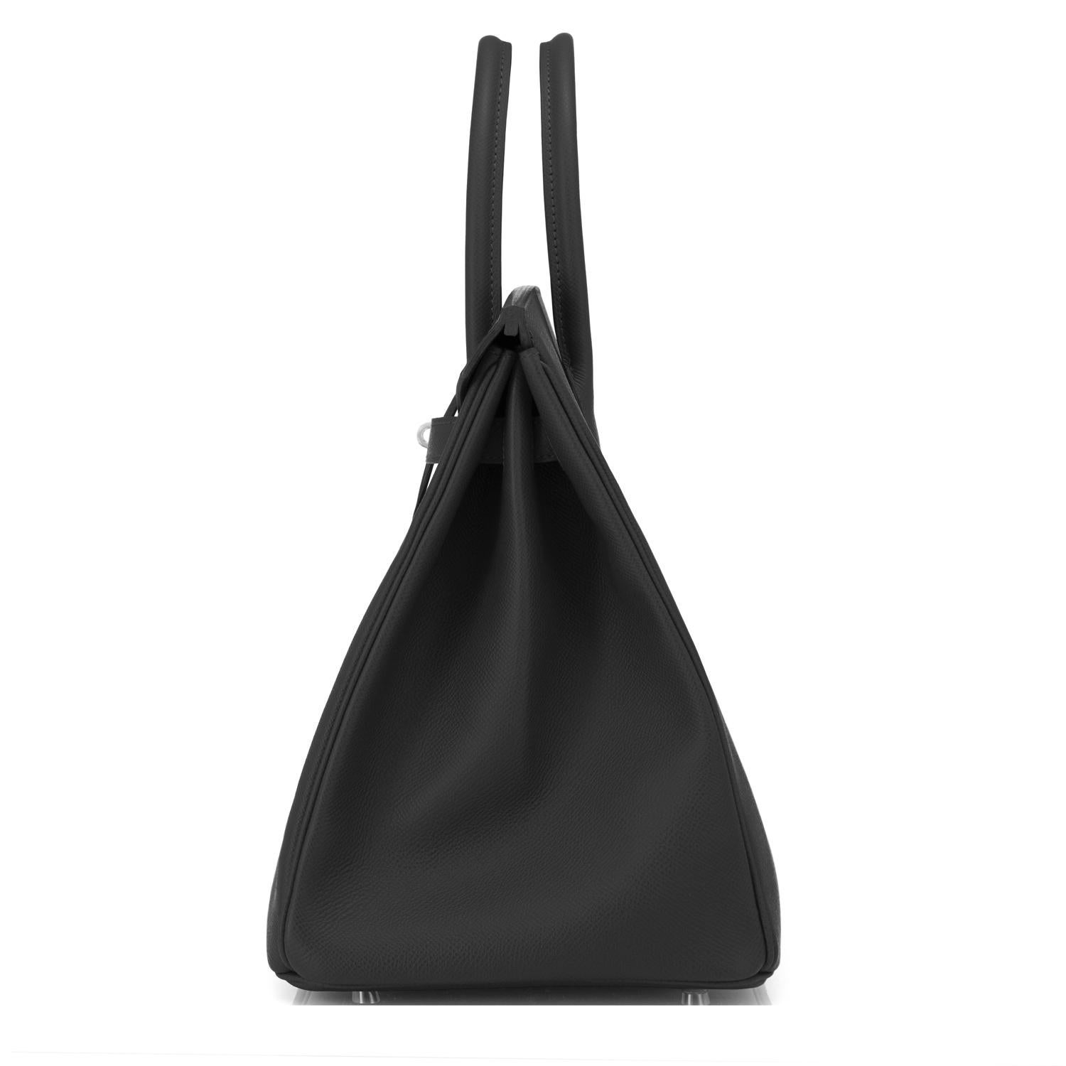 Hermes Birkin 35cm Black Epsom Bag Palladium Hardware NEW 3