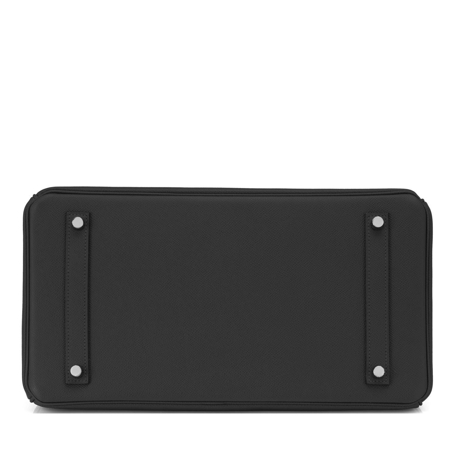 Hermes Birkin 35cm Black Epsom Bag Palladium Hardware NEW 4