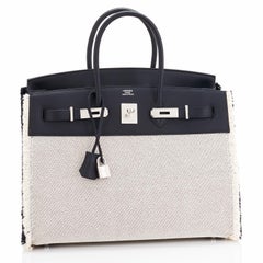 Hermes Birkin 35cm Black Fray Fray Toile Swift Bag VIP Limited Z Stamp, 2021