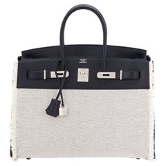 Hermes Birkin 35cm Black Fray Fray Toile Swift Bag VIP Limited Z Stamp, 2021