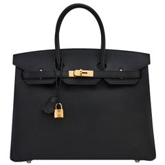 Hermes Birkin 35cm Black Gold Hardware Y Stamp, 2020