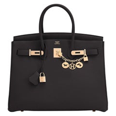 Hermes Birkin 35cm Black Rose Gold Hardware Togo Bag U Stamp, 2022