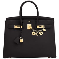 Hermes Birkin 35cm Schwarz Togo Gold Hardware Tasche Y Stempel:: 2020