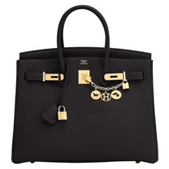 Sac Hermès Birkin 35 cm en cuir Togo noir avec détails dorés et imprimé Z:: 2021