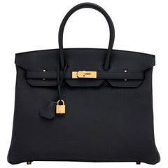 Hermes Birkin 35cm Black Togo Gold Hardware Y Stamp Bag, 2020