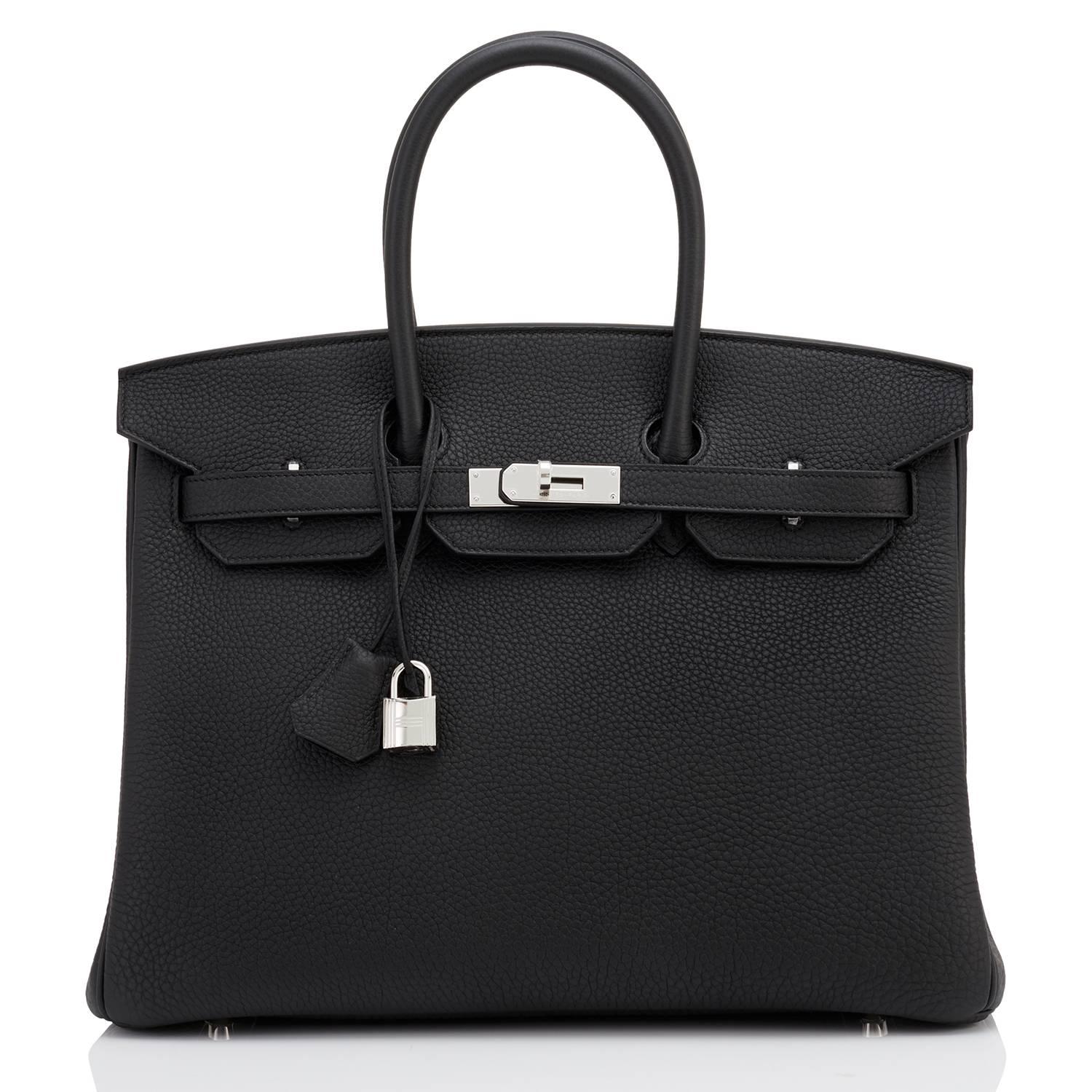 Women's or Men's Hermes Birkin 35cm Black Togo Palladium Hardware Bag NEW