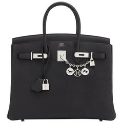 Hermes Birkin 35cm Schwarz Togo Palladium Hardware Tasche NEU