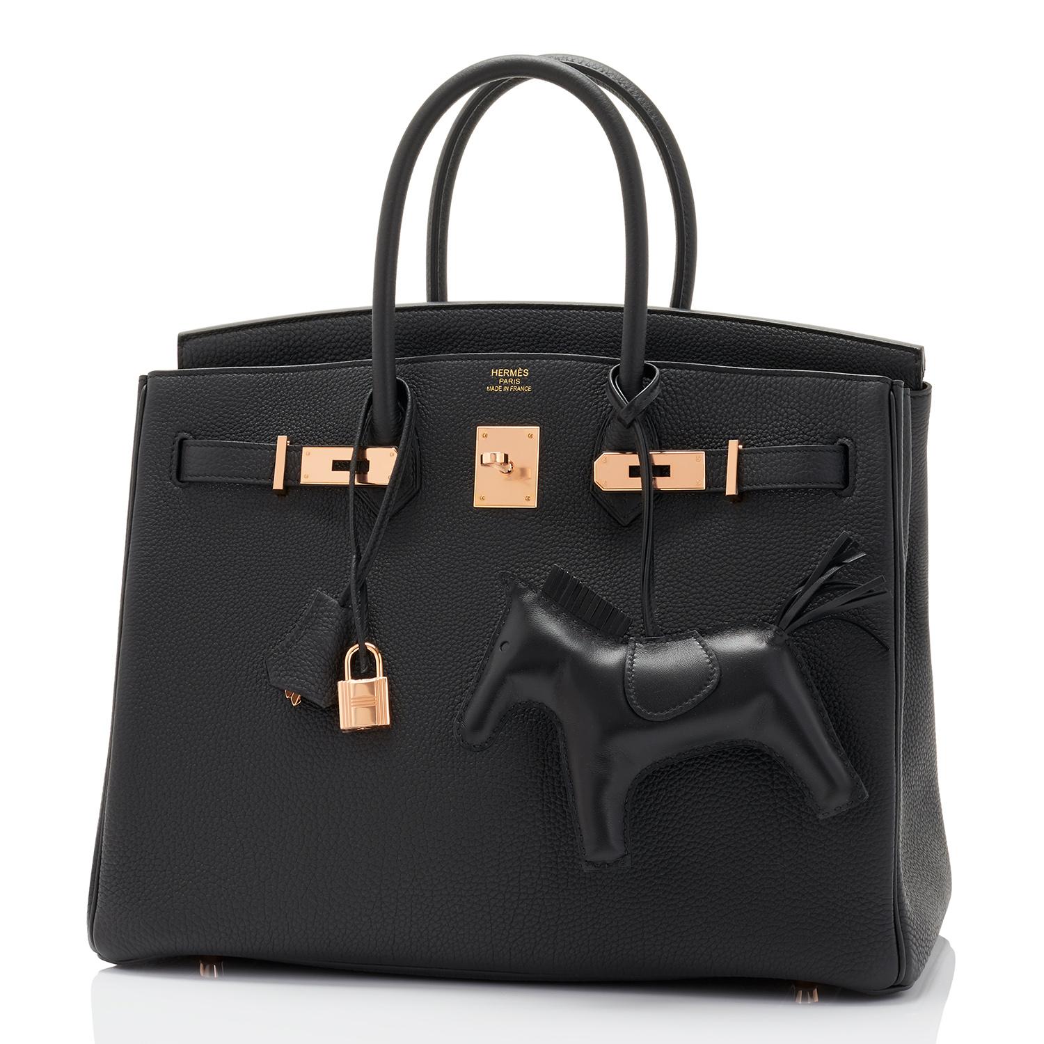 Hermes Black Togo 35cm Birkin Rose Gold Hardware Power Birkin Y Stamp 2020
Brand New in Box. Store fresh. Pristine Condition (with plastic on hardware). 
Just purchased from Hermes store; bag bears new 2020 interior Y stamp.
Perfect gift! Comes with