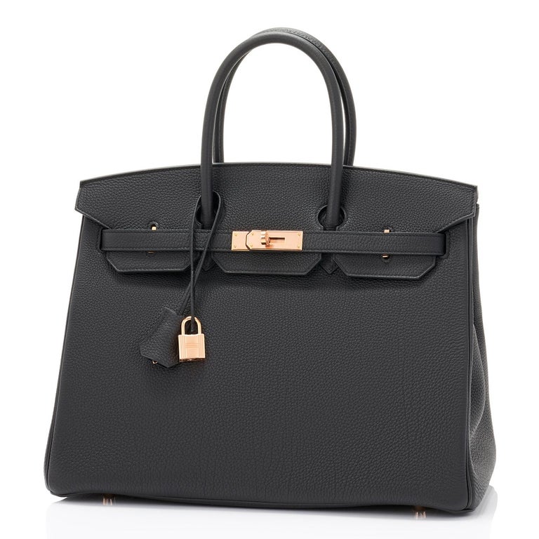Hermes Birkin 35cm Black Togo Rose Gold Hardware Y Stamp Bag, 2020 For Sale at 1stDibs