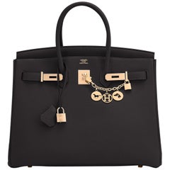 Hermes Birkin 35cm Black Togo Rose Gold Hardware Y Stamp Bag, 2020