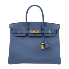 Hermès - Sac Birkin 35 cm bleu Agathe GHW