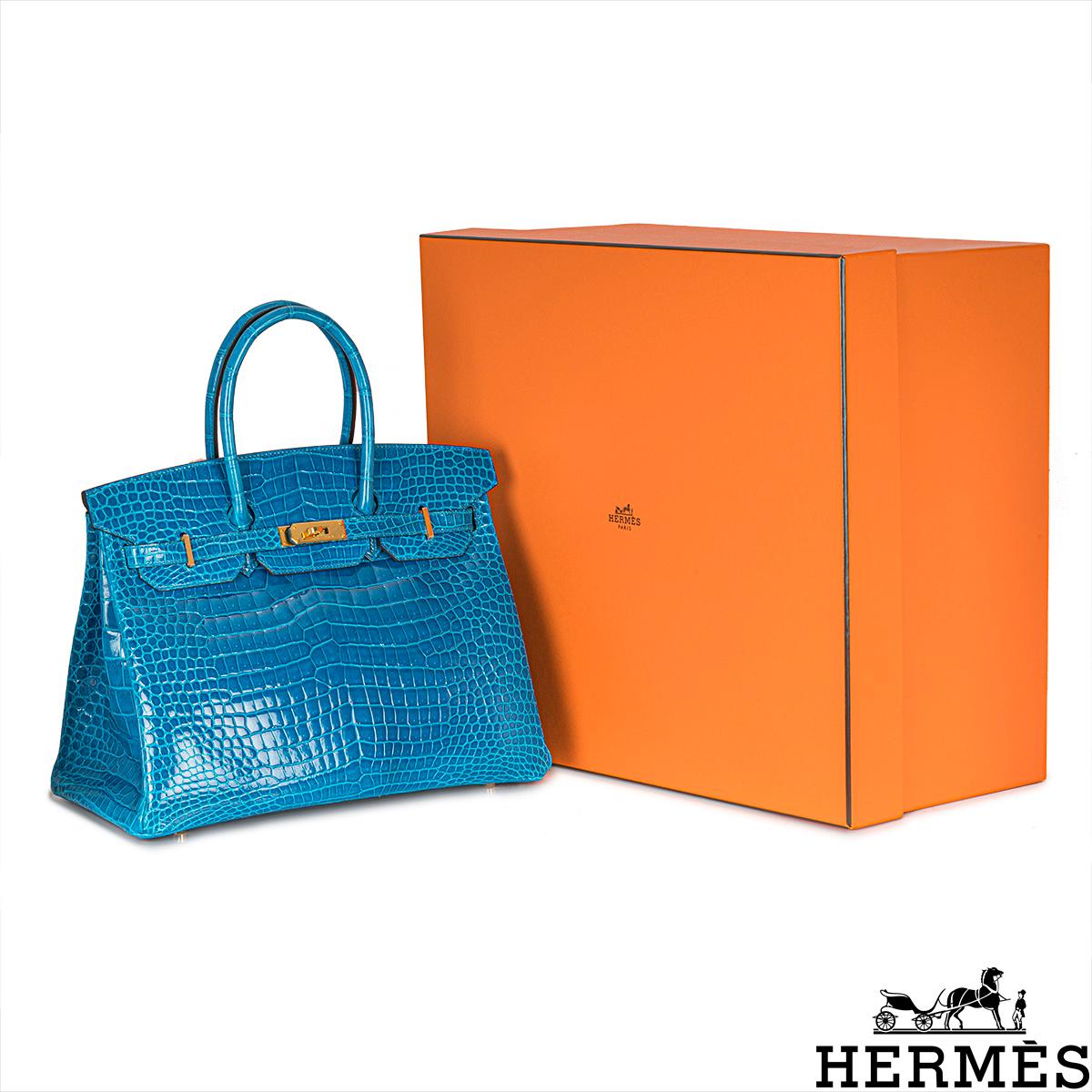 Hermès Birkin 35cm Bleu Izmir Crocodile Poreux GHW 7