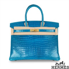 Hermès Birkin 35cm Bleu Izmir Porous Crocodile GHW
