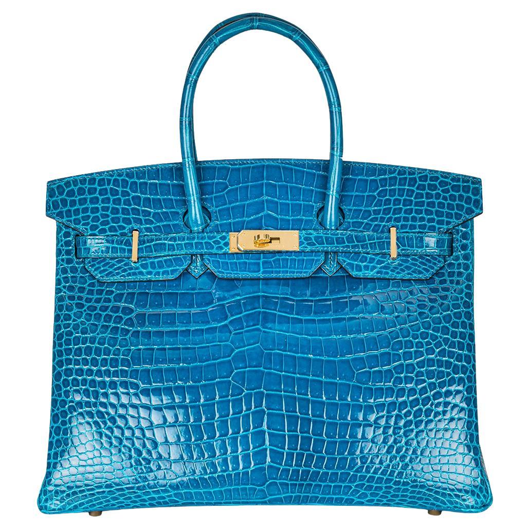 Hermès Birkin 35cm Bleu Izmir Crocodile Poreux GHW