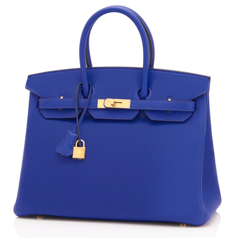HERMES KELLY 35 Supple Bag BLEU LIN gold hardware. Beautiful new color!  available mightykismet