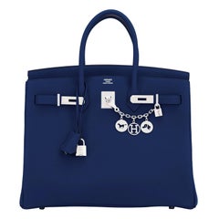 Sac Hermès Birkin 35 cm bleu chair profond bleu marine Togo Palladium Tampon Y:: 2020