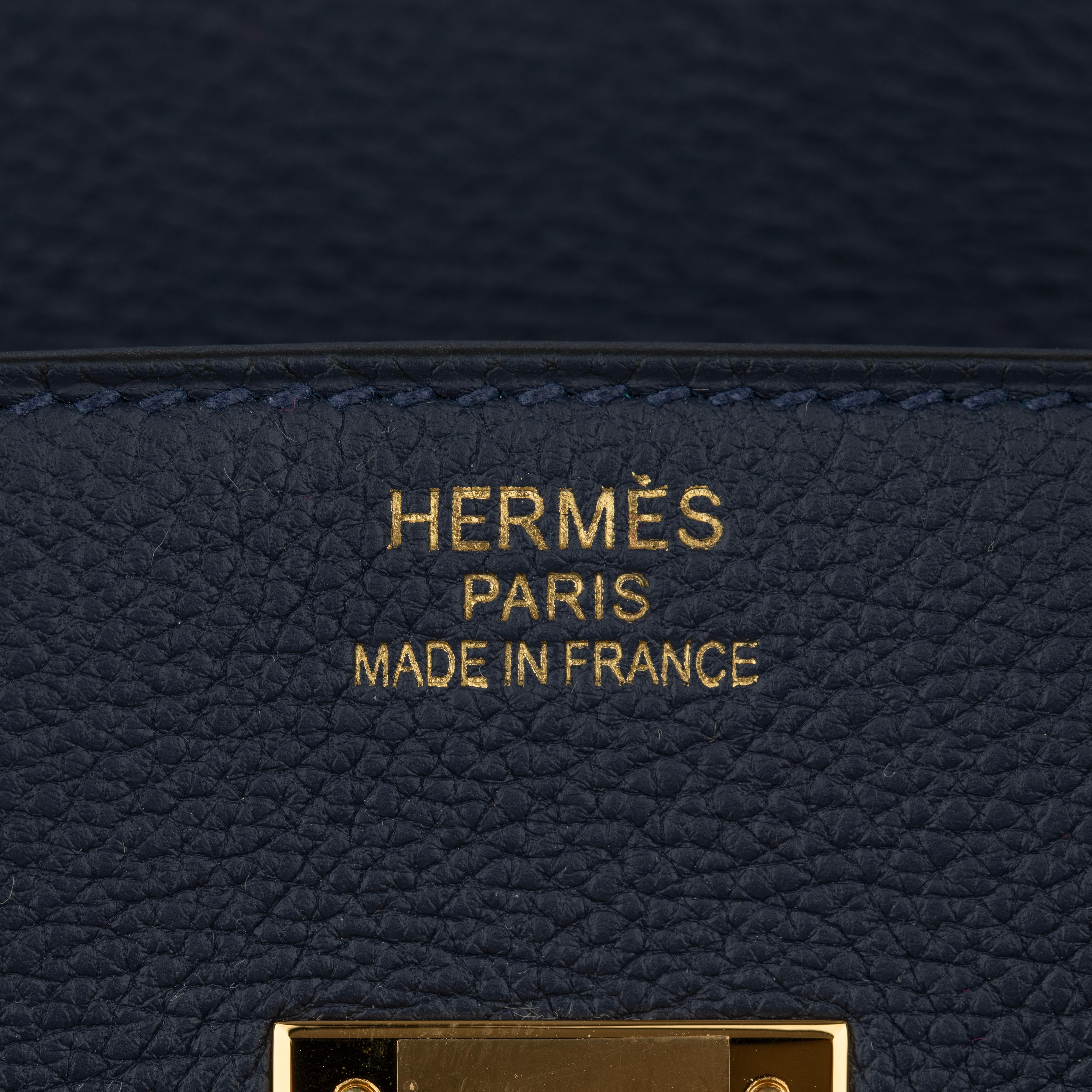 Hermes Birkin 35cm Blue Nuit Togo Leather Gold Hardware For Sale 5