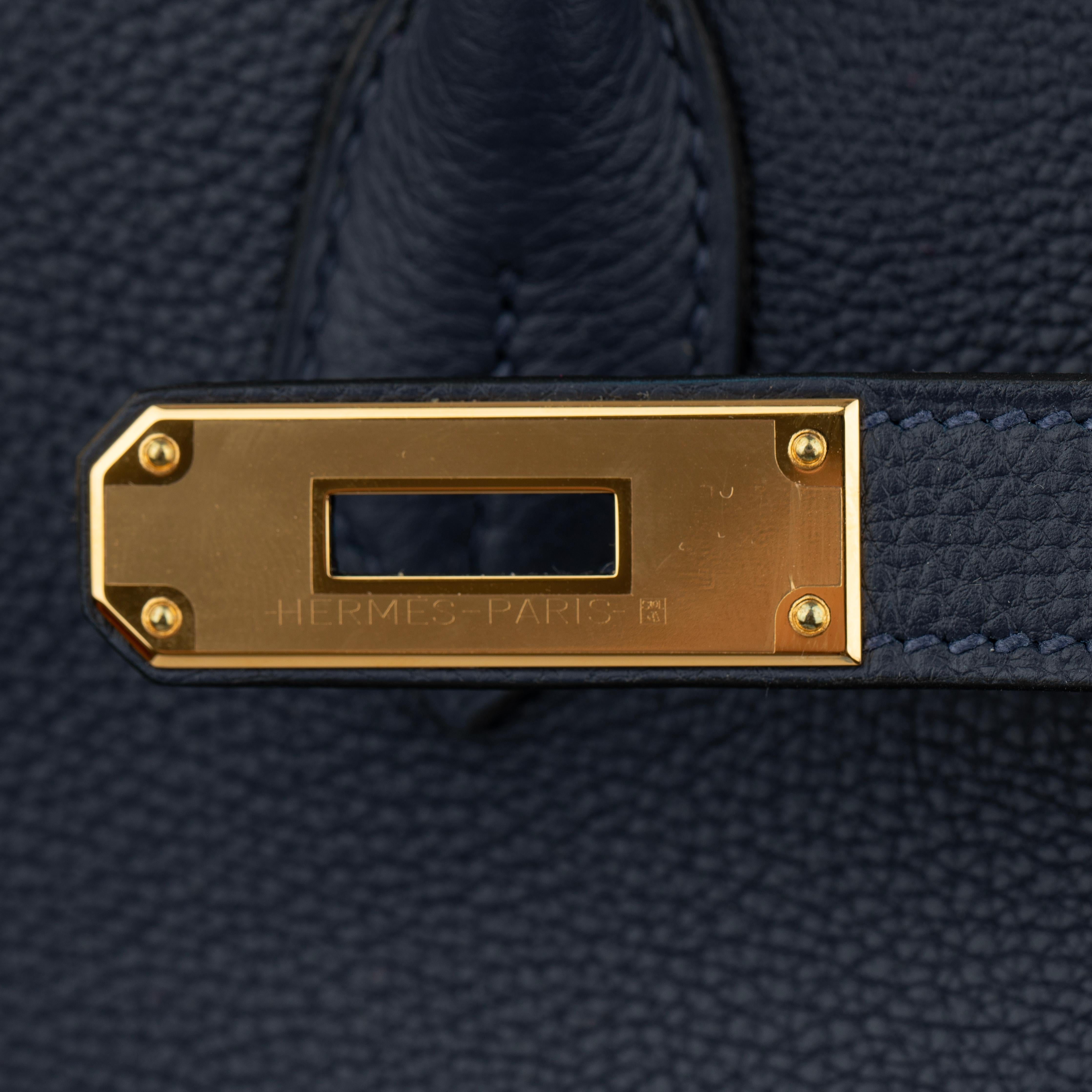 Hermes Birkin 35cm Blue Nuit Togo Leather Gold Hardware For Sale 6