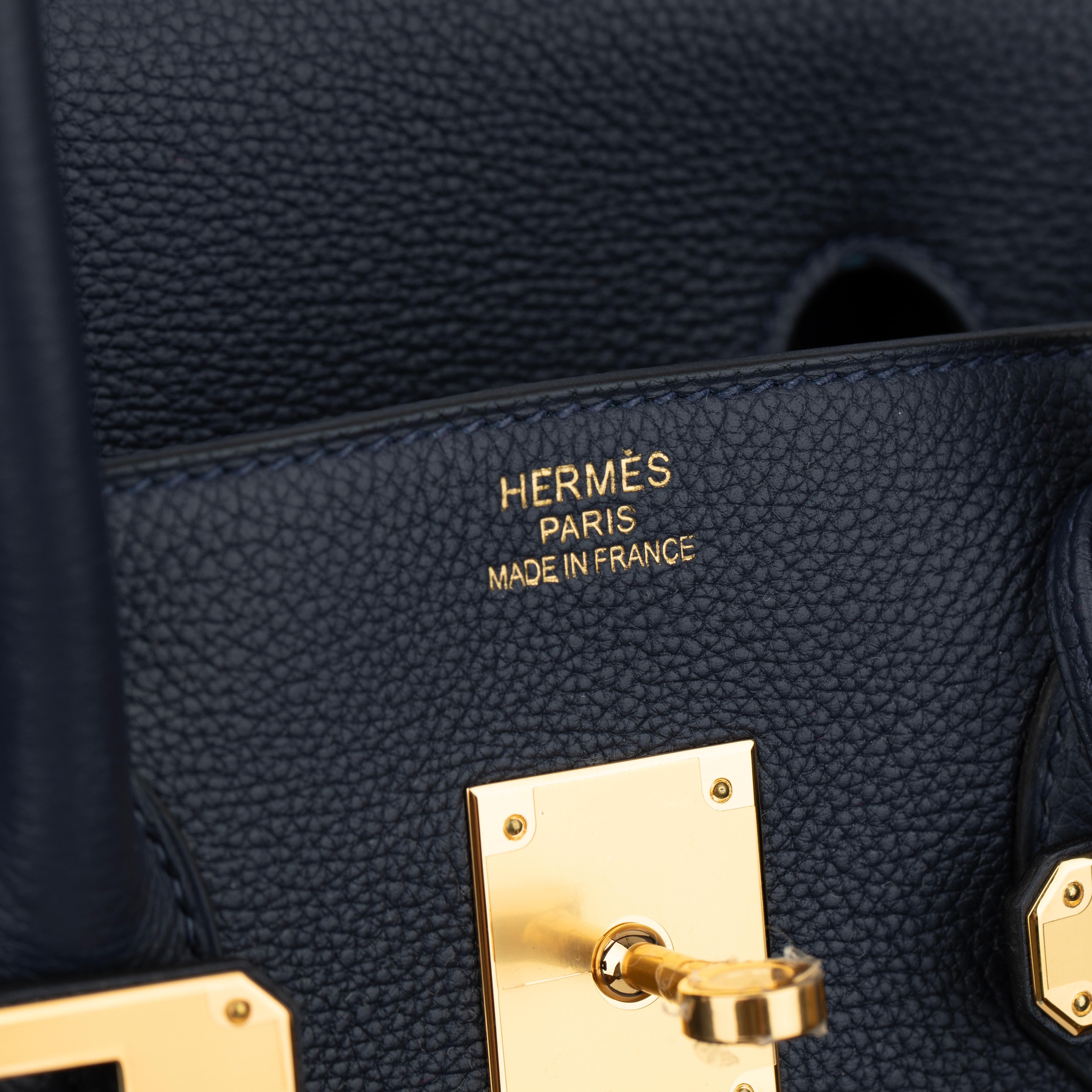Hermes Birkin 35cm Blue Nuit Togo Leather Gold Hardware For Sale 8