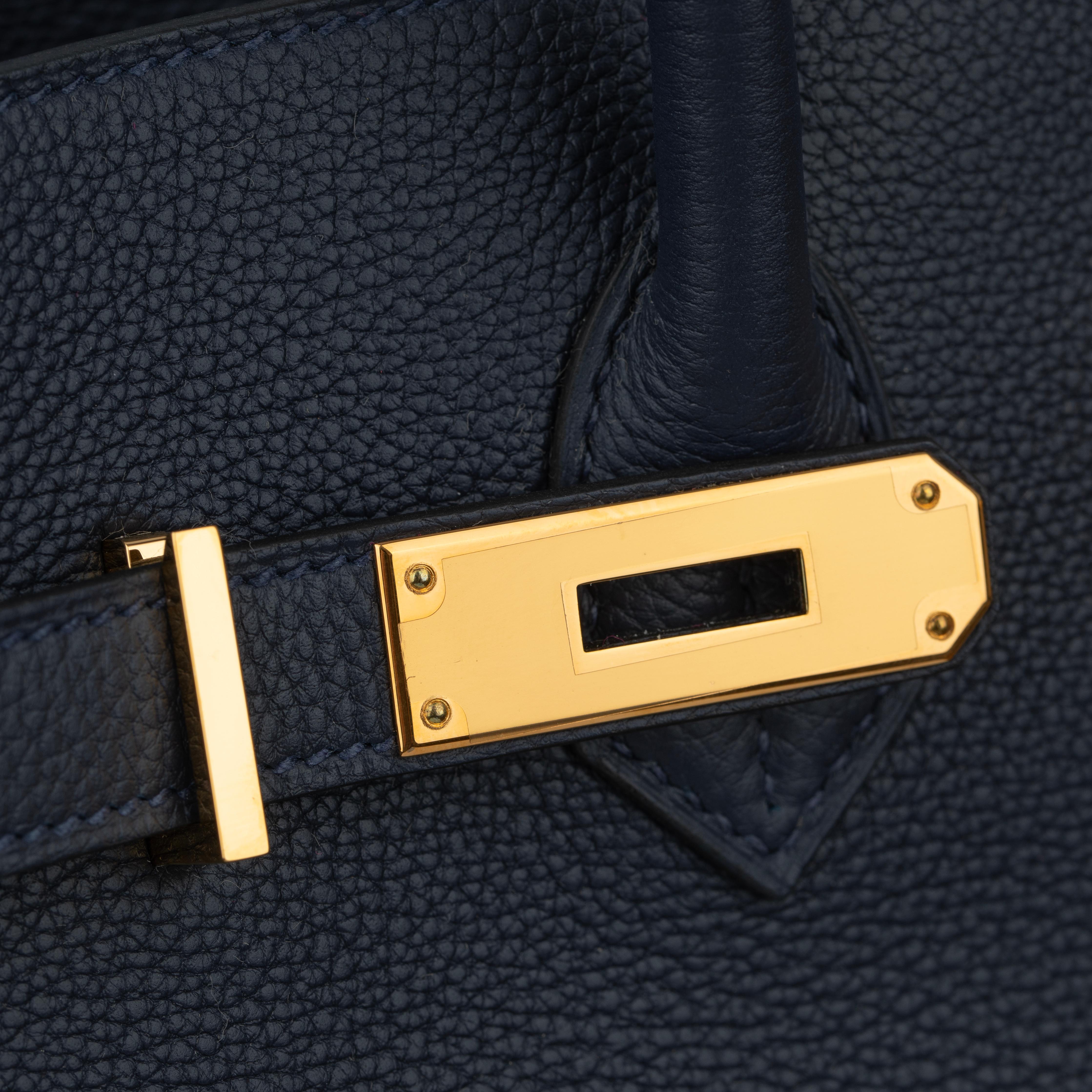 Hermes Birkin 35cm Blue Nuit Togo Leather Gold Hardware For Sale 9