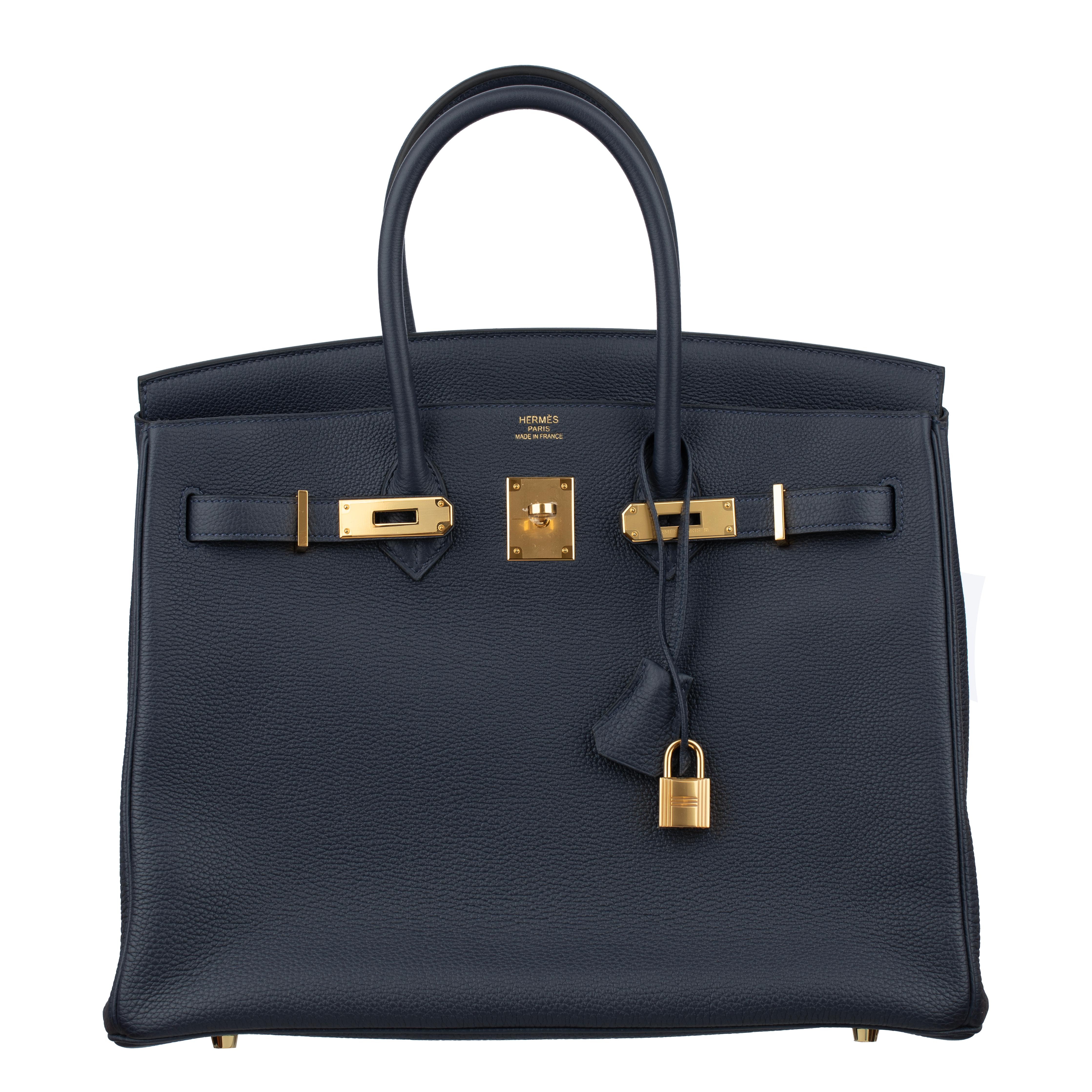 Hermes Birkin 35cm Blue Nuit Togo Leather Gold Hardware In New Condition For Sale In Sydney, New South Wales