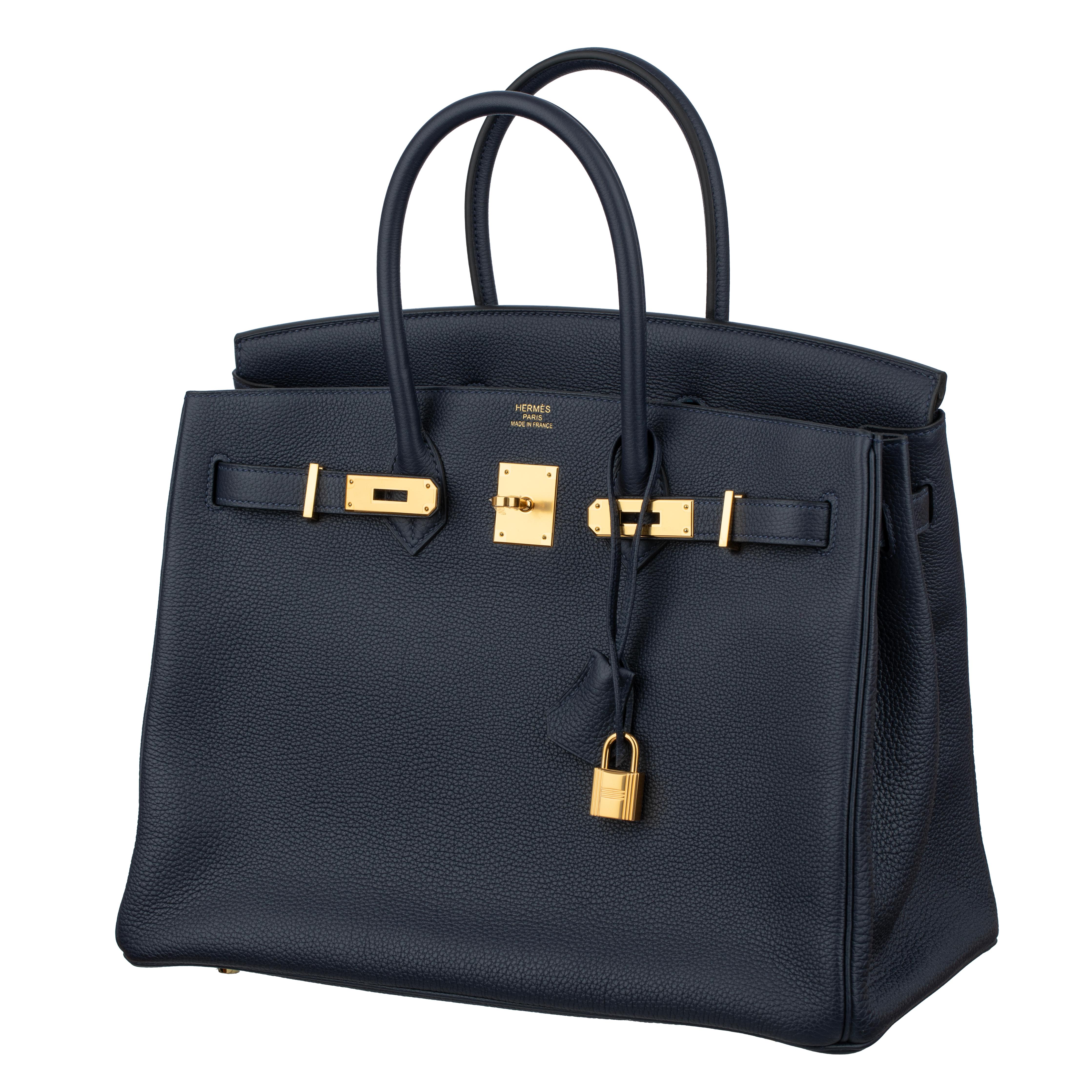 Hermes Birkin 35cm Blue Nuit Togo Leather Gold Hardware For Sale 1