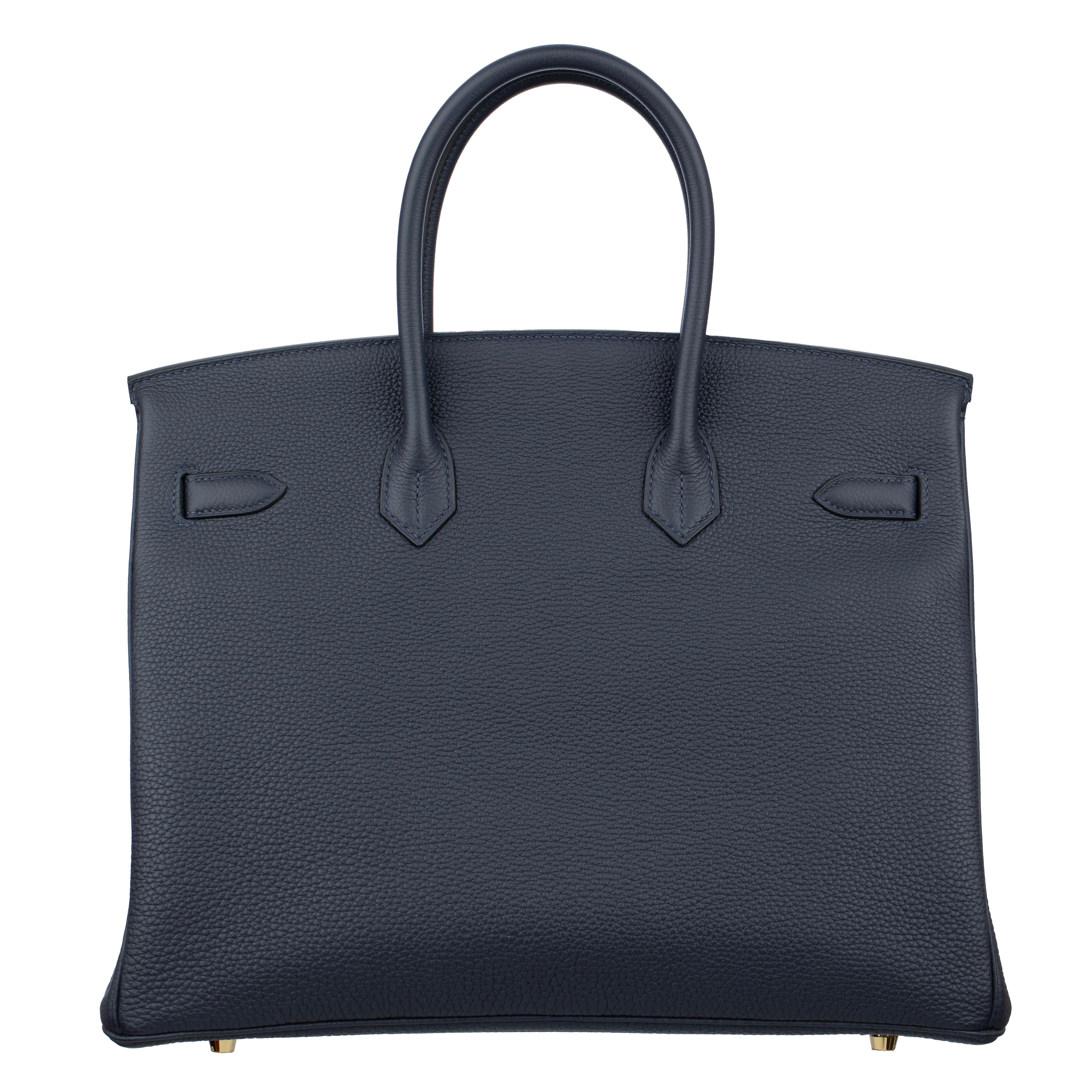 Hermes Birkin 35cm Blue Nuit Togo Leather Gold Hardware For Sale 2