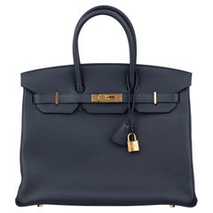 Hermes Birkin 35cm Blue Nuit Togo Leather Gold Hardware