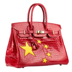 1stdibs Exclusive Hermès Birkin 35cm Braise “China Flag” Porosus Crocodile